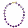 Farra Women's Purple Heart Shaped Amethyst With Magnetic Clasp Choker Or Necklace In Purple
