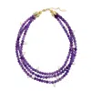 Farra Women's Purple Multi-layers Matte Amethyst With Pearls Statement Necklace In Purple