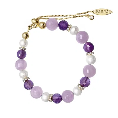 Farra Women's Purple Shade Amethyst Freshwater Pearl Slider Bracelet