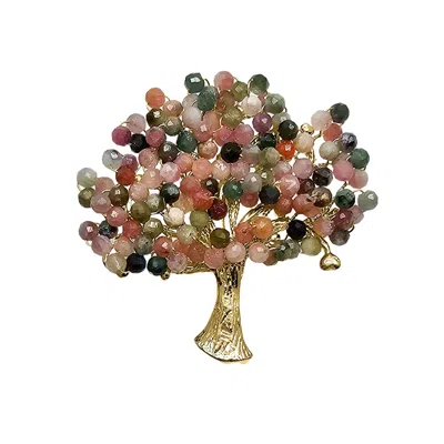 Farra Women's Purple Tree Shape Handcrafted Tourmaline Brooch