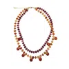 Farra Women's Red Agate Double Layers Statement Necklace