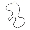Farra Women's Simple Black Pearls Multi-way Necklace In Black