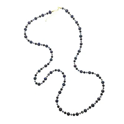 Farra Women's Simple Black Pearls Multi-way Necklace
