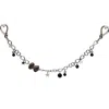 Farra Women's Smoky Quartz Bowknot With Black Obsidian Silver Chain Bag Charm In Black