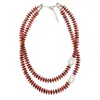 Farra Women's Sophisticated Red Bamboo Coral With Baroque Pearls Double Necklace In Brown