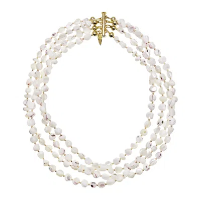 Farra Women's Stunning White Irregular Shells Multi-layers Necklace