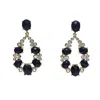 Farra Women's Teardrop Shaped Black Obsidian Statement Earrings