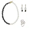 Farra Women's Timeless Black Tourmaline & White Freshwater Pearls Necklace Set In Multi