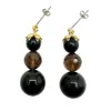 Farra Women's Timeless Smoky Quartz & Black Obsidian Earrings In Black