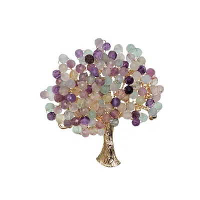 Farra Women's Tree Shape Handcrafted Fluorite Brooch In Multi