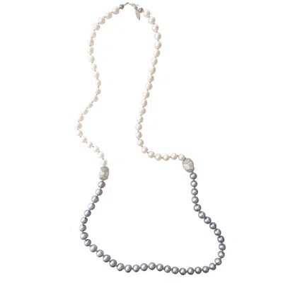 Farra Women's White & Grey Freshwater Pearls Multi-way Necklace