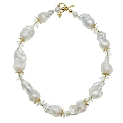 Farra Women's White Baroque Pearls & Crystals Short Necklace