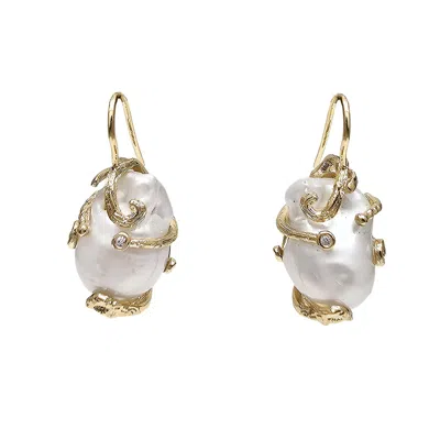 Farra Women's White Baroque Pearls Dangle Earrings