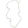 Farra Women's White / Blue Amazonite Stone And Freshwater Pearls Station Necklace In Multi