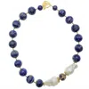 Farra Women's White / Blue Gorgeous Natural Lapis With Baroque Pearls Necklace In Multi