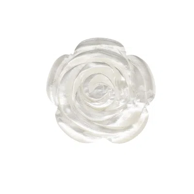 Farra Women's White Camellia Flower Shaped Shell Brooch In Metallic