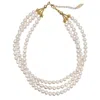 Farra Women's White Elegance Multi-layers Freshwater Pearls Necklace