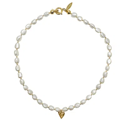 Farra Women's White Freshwater Pearls Short Necklace In Blue