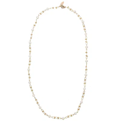 Farra Women's White Freshwater Pearls Sunglasses Chain In Gold