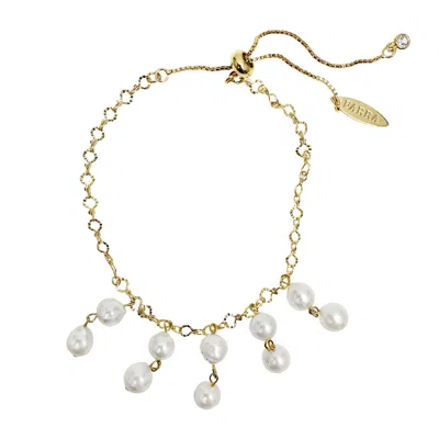 Farra Women's White Freshwater Pearls Tassel Bracelet In Gold