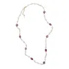 Farra Women's White Freshwater Pearls With Amethyst Long Necklace