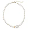 Farra Women's White Freshwater Pearls With Baroque Pearls Timeless Short Necklace In White