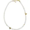 Farra Women's White Freshwater Pearls With Butterfly Charm Necklace In White