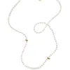Farra Women's White Freshwater Pearls With Butterfly Charms Long Or Multi- Layers Necklace In White