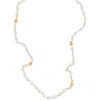 Farra Women's White Freshwater Pearls With Orange Flower Charm Long Necklace