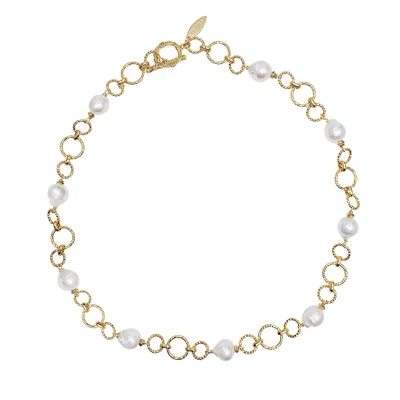 Farra Women's White Irregular Freshwater Pearls With Chain Necklace