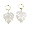 Farra Women's White Leaves Shaped Shell With Pearls Chunky Earrings In White
