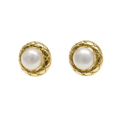 Farra Women's White Minimalist Round Freshwater Pearls Stud Earrings