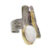 Farra Women's White Moonstone Setting Statement Ring