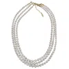 Farra Women's White Multi-layers Graduated Freshwater Pearls Necklace