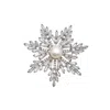 Farra Women's White Pearl Setting Snowflake Shaped Brooch In White