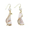 Farra Women's White Shell With Freshwater Pearls Dangle Earrings In White
