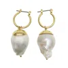 Farra Women's White Simple Barouqe Pearl Earrings In White