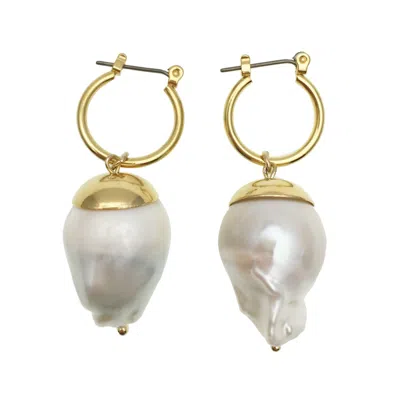 Farra Women's White Simple Barouqe Pearl Earrings