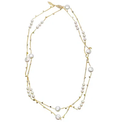 Farra Women's White Simple Freshwater Pearls Multi-way Necklace