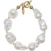 Farra Women's White Timeless Natural Baroque Pearls Bracelet