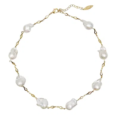 Farra Women's White Timeless Natural Baroque Pearls Necklace