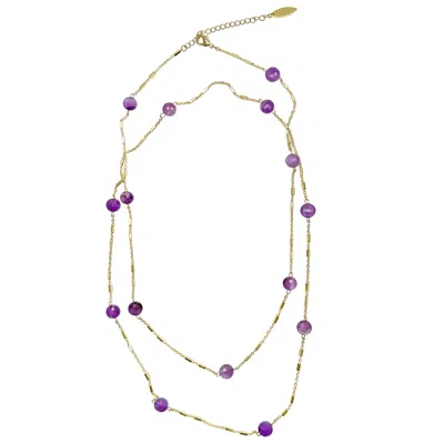 Farra Women's Yellow Amethyst Stones Long Chain Necklace