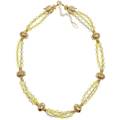 Farra Women's Yellow Citrine Double Layers Short Necklace