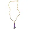 Farra Women's Yellow Gold Chain With Amethyst Tassel Necklace In Yellow