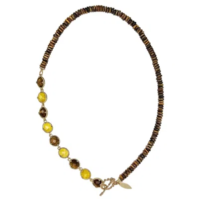 Farra Women's Yellow / Orange Brown Tiger-eye With Citrine Statement Necklace