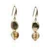 Farra Women's Yellow / Orange Modern Style Heart Citrine Dangle Earrings