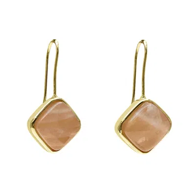 Farra Women's Yellow / Orange Orange Moonstone Square Shaped Minimalist Earrings