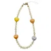 Farra Yellow Citrine With Colorful Ceramic Hearts Gemstone Phone Strap