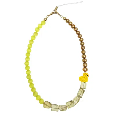 Farra Yellow Gemstone With Duck Artistic Phone Strap