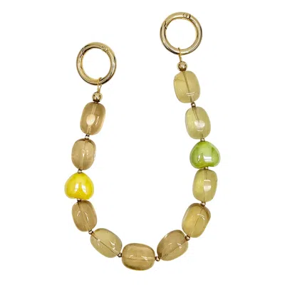 Farra Yellow / Orange Nugget Citrine With Hearts Phone Strap